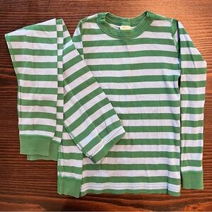 Hanna Andersson Green and Blue Stripes Pajama Set Size 6-7